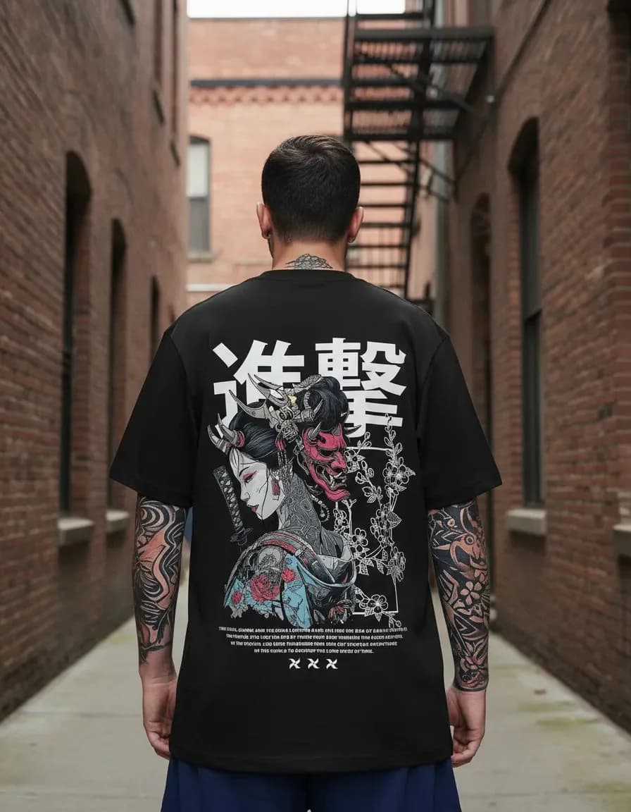 Miniatura 4 de Camiseta Masculina Oversized Streetwear Oni Japonês