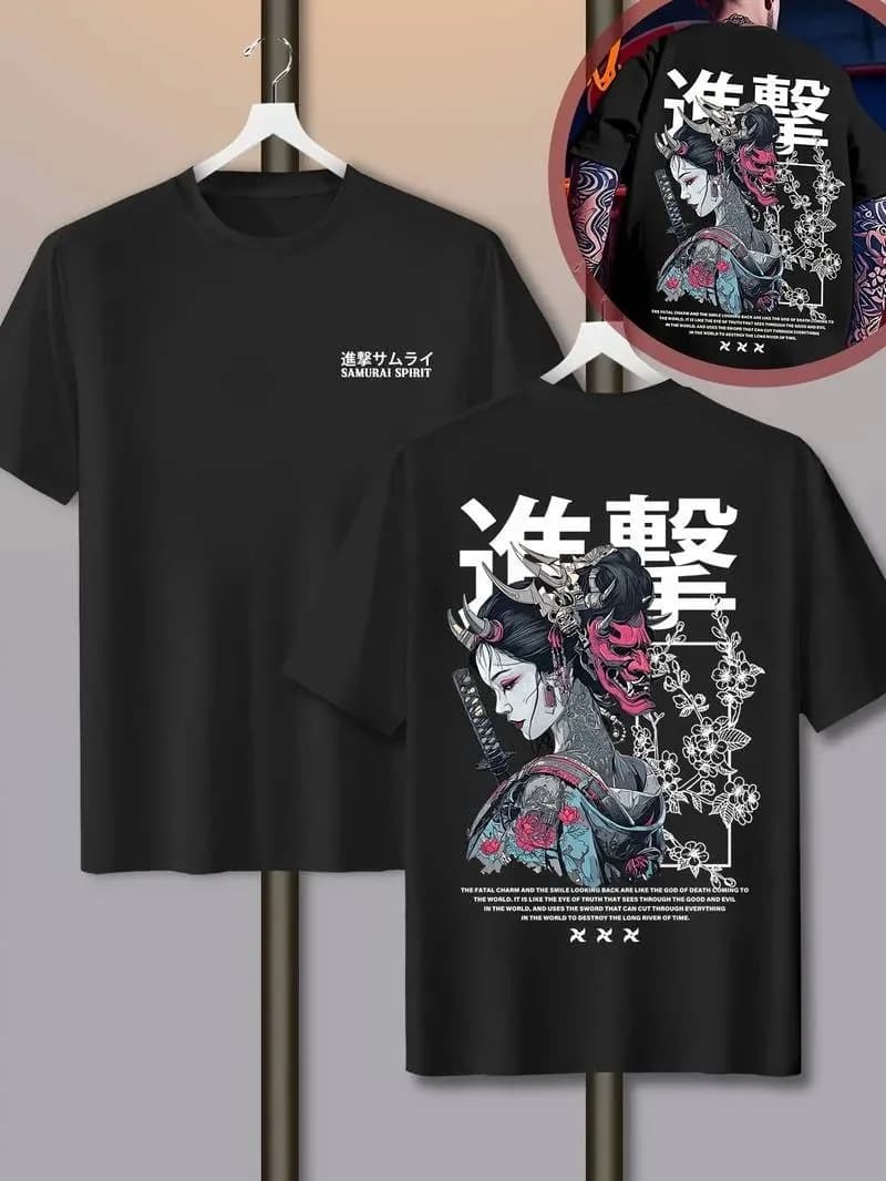Imagem de Camiseta Masculina Oversized Streetwear Oni Japonês