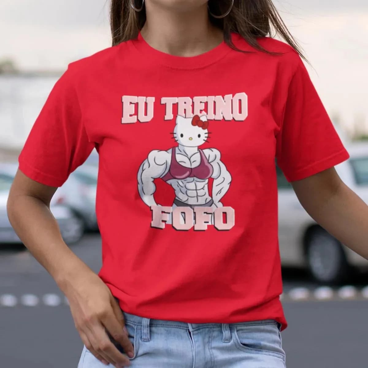 Miniatura 6 de Camiseta Frase Engraçada Eu Treino Fofo Academia Kitty Gym