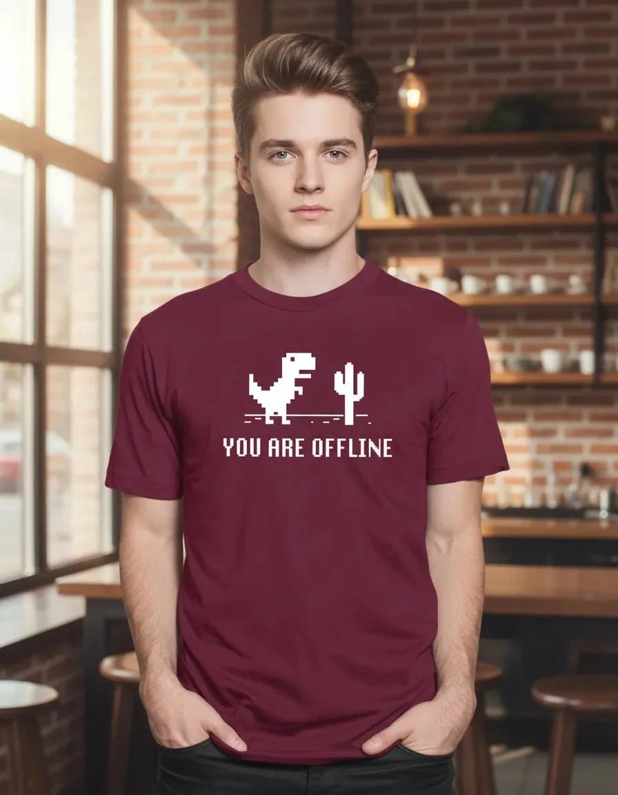 Miniatura 3 de Camiseta You Are Offline Geek Nerd Blusa Dinossauro