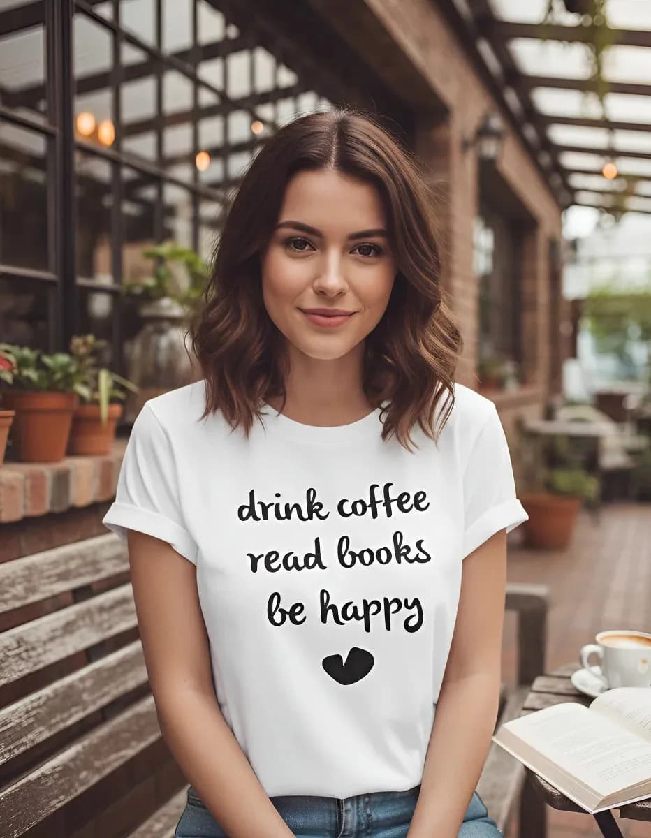 Miniatura 2 de Camiseta Tomar Café Ler Livros Ser Feliz