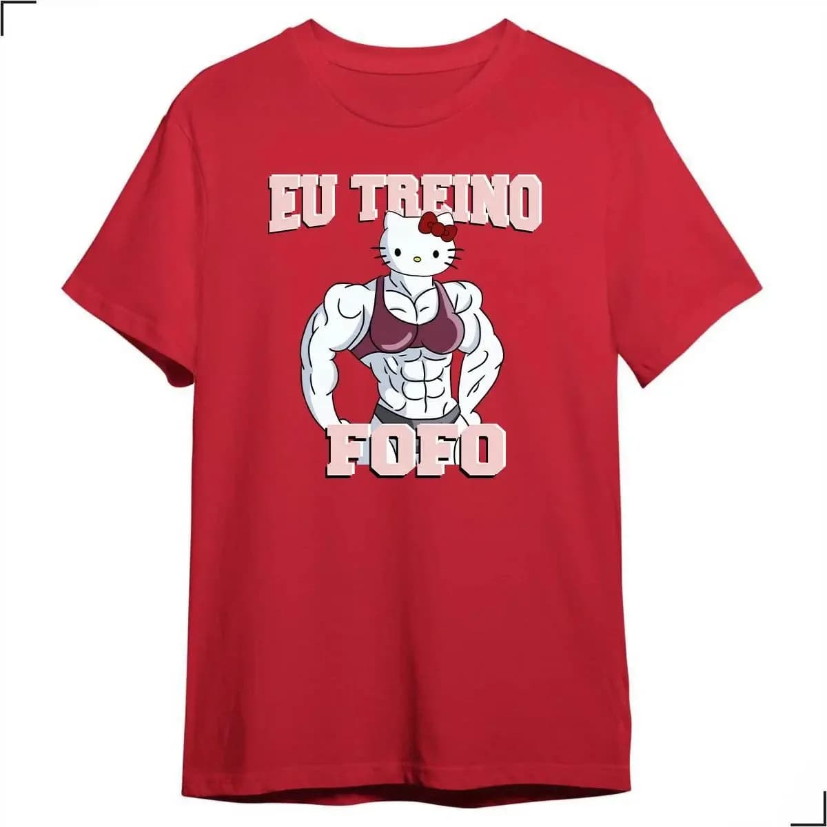 Miniatura 1 de Camiseta Frase Engraçada Eu Treino Fofo Academia Kitty Gym