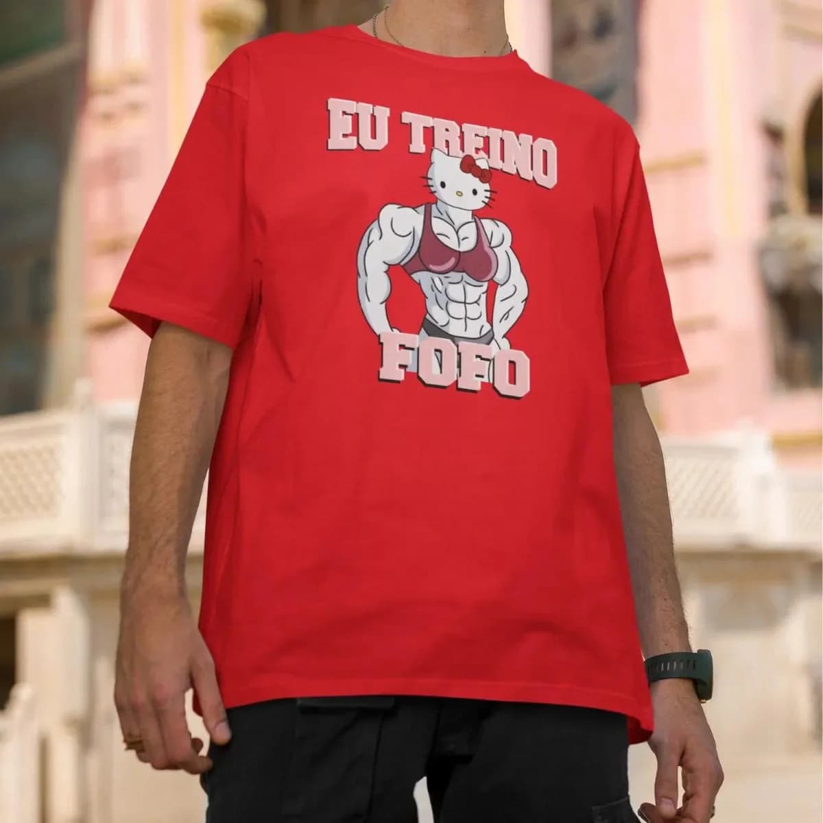 Miniatura 5 de Camiseta Frase Engraçada Eu Treino Fofo Academia Kitty Gym