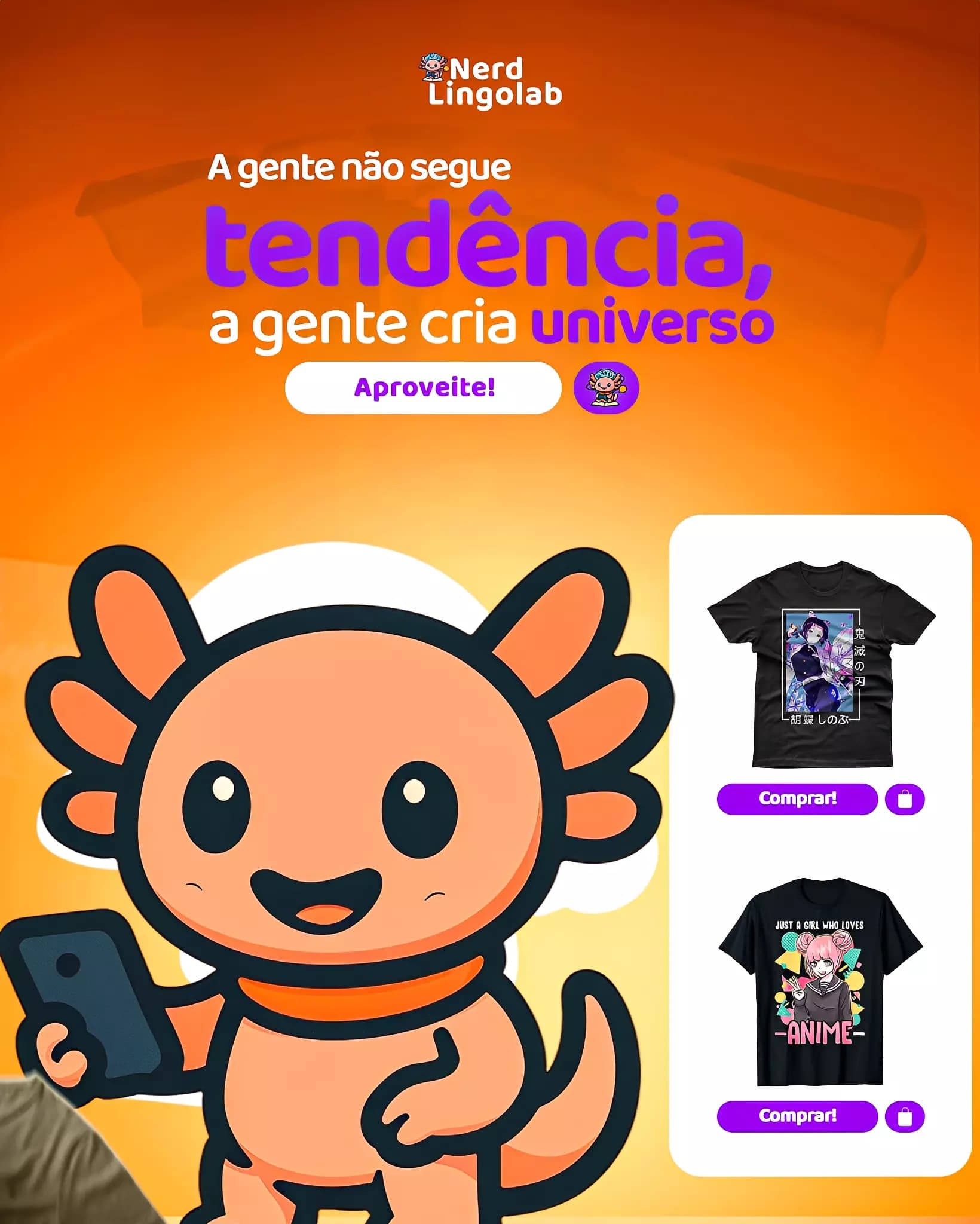 Banner NerdLingoLab de frete e campanha