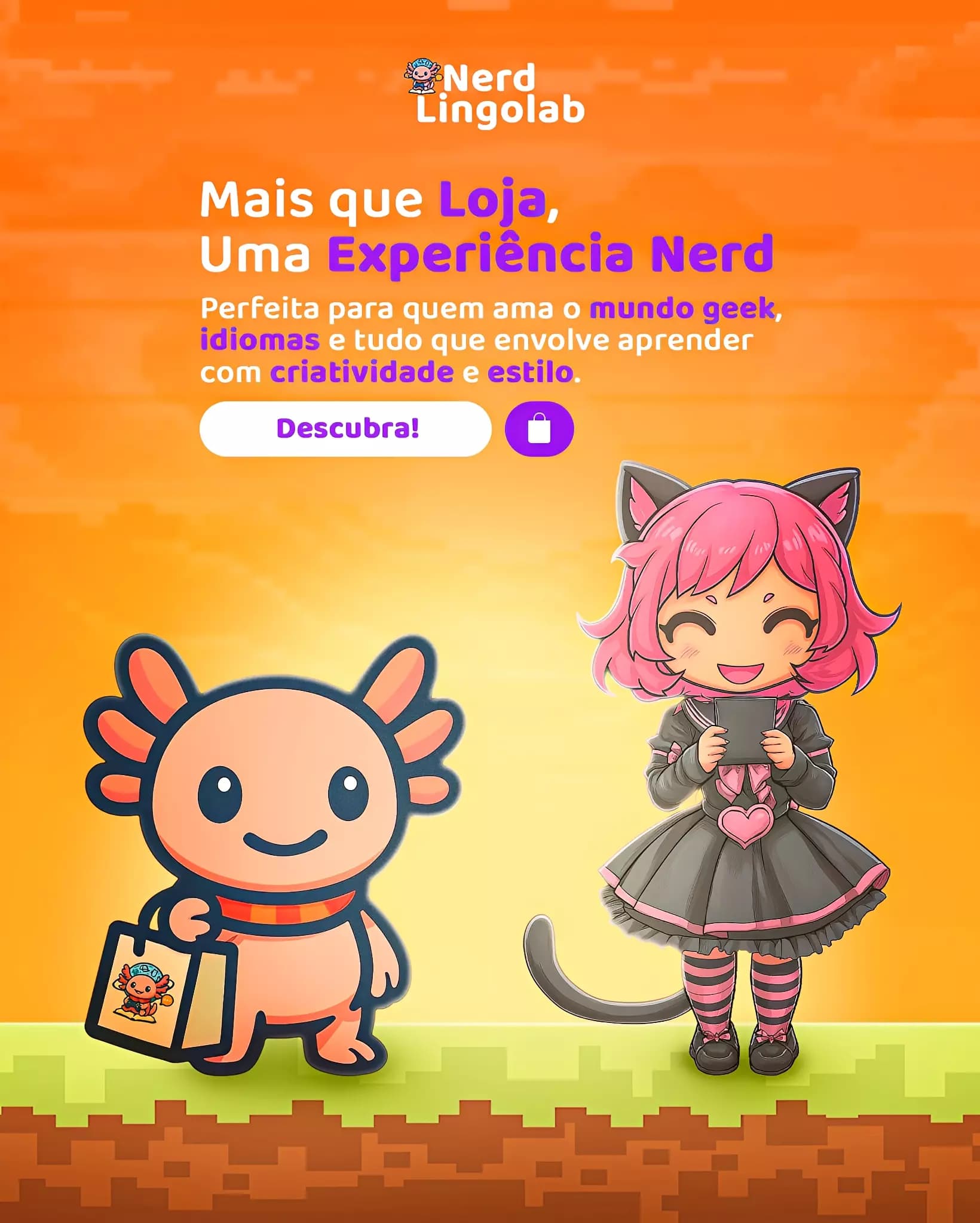 Banner NerdLingoLab de camisetas e cultura pop