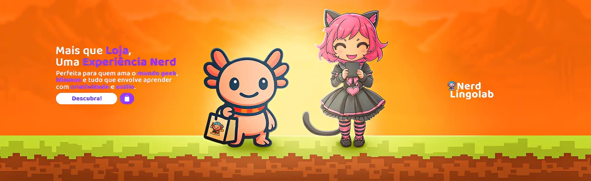 Banner NerdLingoLab de camisetas e cultura pop